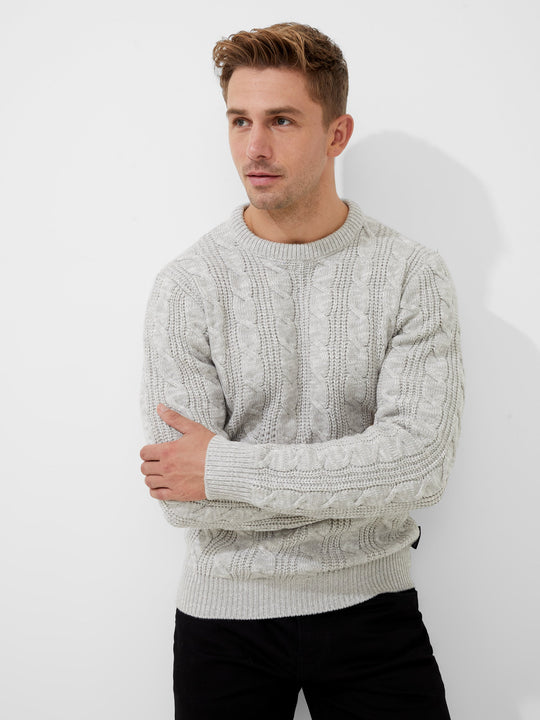 Soft Cable Knit Crewneck Sweater