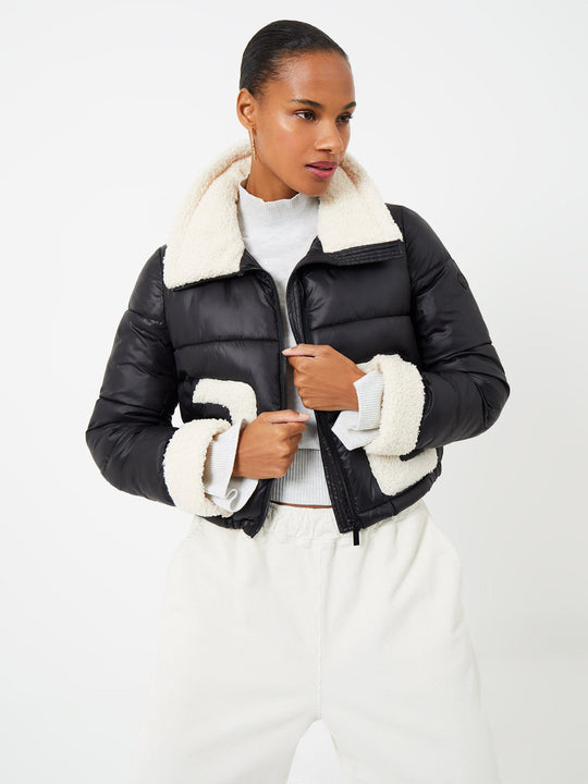 Puffer Coat with Contrast Trim