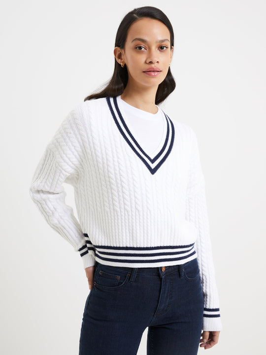 Babysoft Cable Knit V Neck Sweater