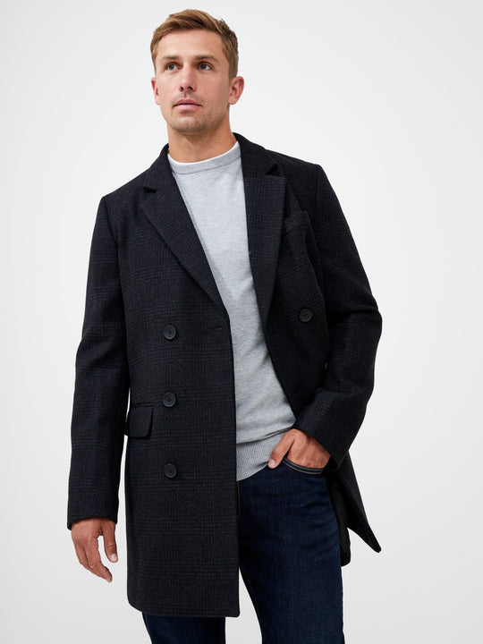 Double Breasted Check Peacoat