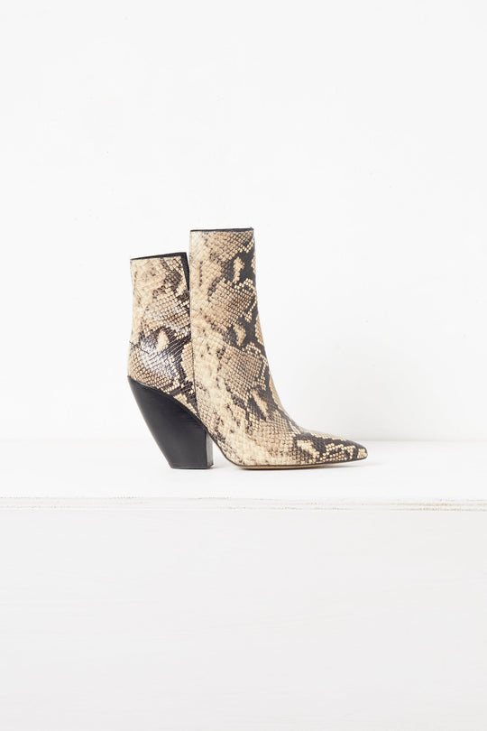 Ruby Snake Print Cowboy Ankle Boot