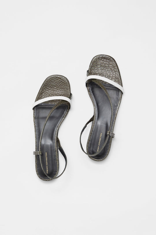 Croc Leather Wrap Around Flat Sandal