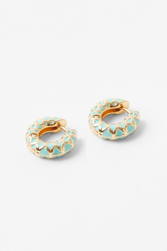 Gold And Enamel Chunky Hoops