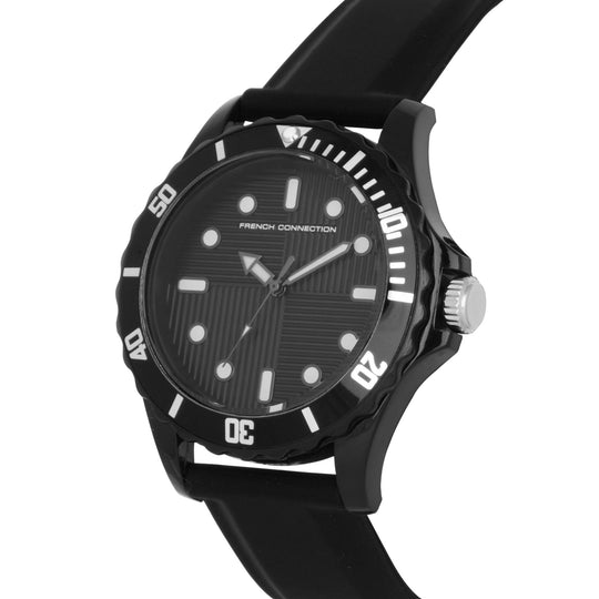 Black Silicone Strape and Dial Watch